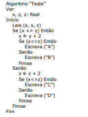 Analise o algoritmo abaixo, escrito em pseudocódigo (Port... - Gran ...