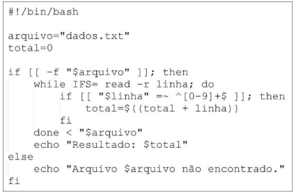 Analise o código em Shell Script (Bash) abaixo e em segui... - Gran ...